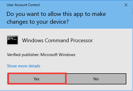 Haga clic en Sí para otorgar permiso