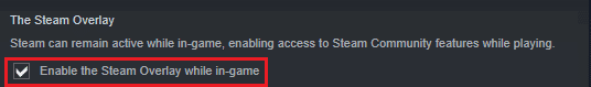 Habilitar Deshabilitar la superposición de Steam mientras está en el juego