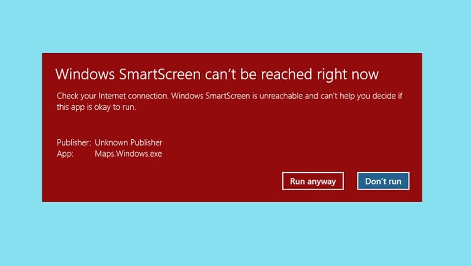 No se puede acceder a Windows SmartScreen en este momento
