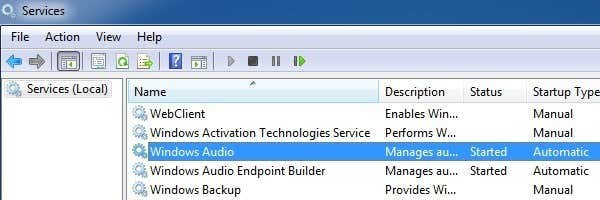 Servicio de audio de Windows