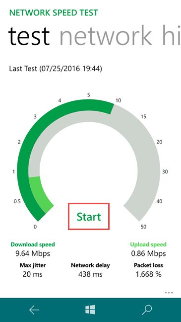 Windows 10 Mobile, prueba, velocidad, móvil, internet