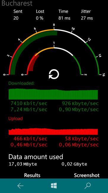 Windows 10 Mobile, prueba, velocidad, móvil, internet