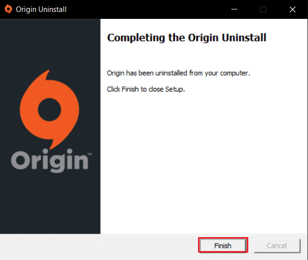 haga clic en Finalizar para completar la desinstalación de Origin.  Cómo reparar el error de origen 9:0