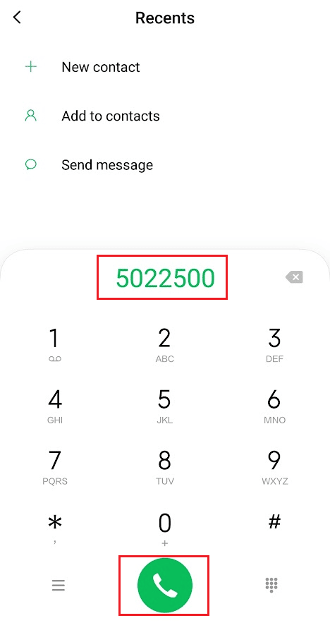 Abra la aplicación de marcador en su teléfono y haga la llamada al número (205) 502-2500 |  Tarifa de cancelación de cargo de envío