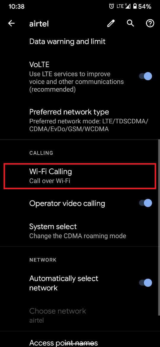 En la sección llamada 'Llamadas', toque la opción 'Llamadas Wi-Fi'. Arreglar el teléfono Android no puede hacer o recibir llamadas