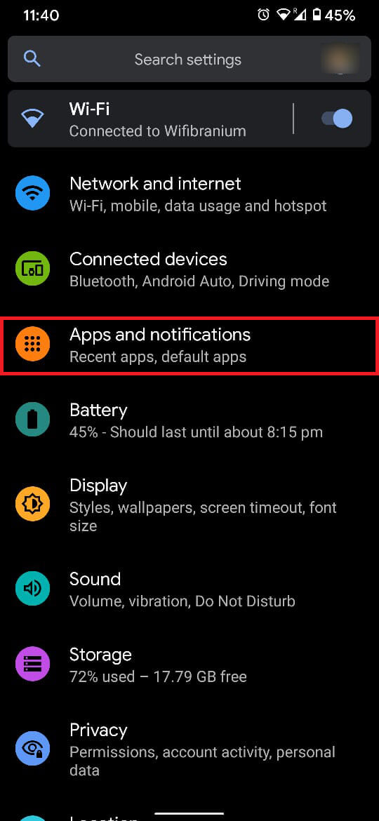 Aplicaciones y notificaciones | Arreglar el teléfono Android no puede hacer o recibir llamadas