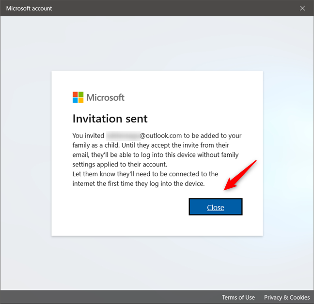 La invitación para unirse a su familia ha sido enviada al niño