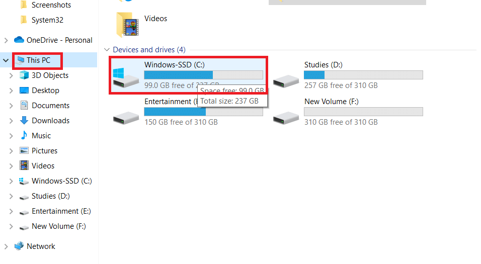 Vaya a Esta PC y haga doble clic en Disco local C