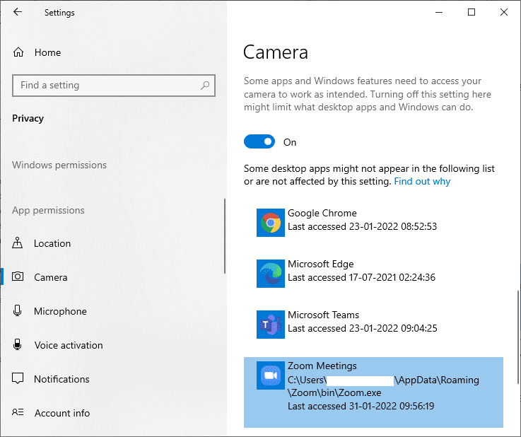 En la sección Elija qué aplicaciones de Microsoft Store pueden acceder a su cámara.  Reparar No hay cámaras conectadas en Windows 10