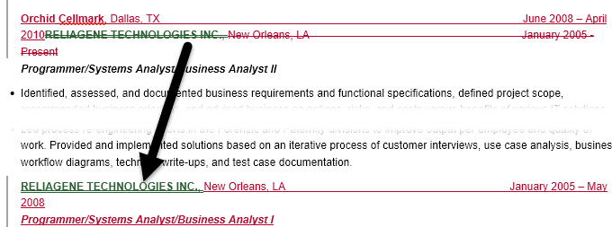 comparar los documentos transferidos