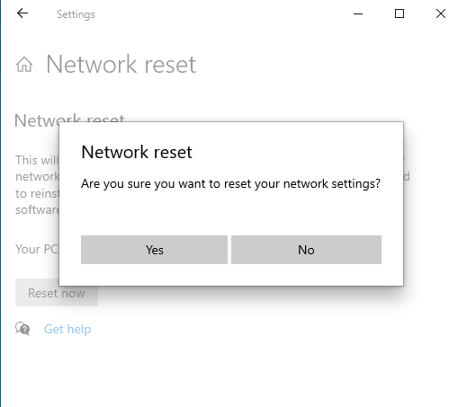 Haga clic o toque Sí para continuar