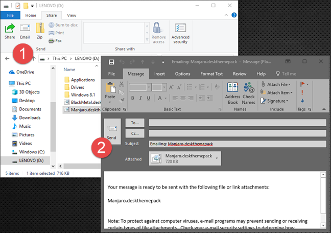 Explorador de archivos, Windows, compartir