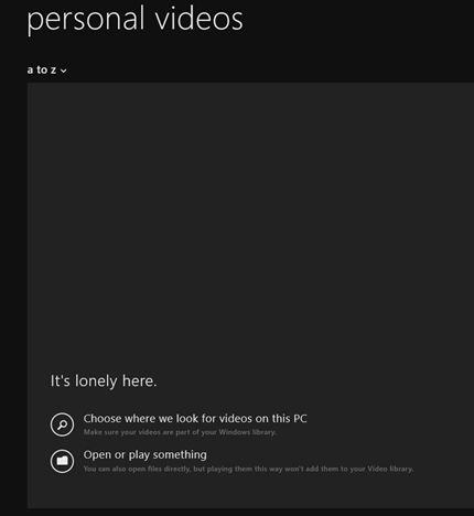 Video, aplicación, Windows 8.1, películas, local, biblioteca, reproducir, organizar