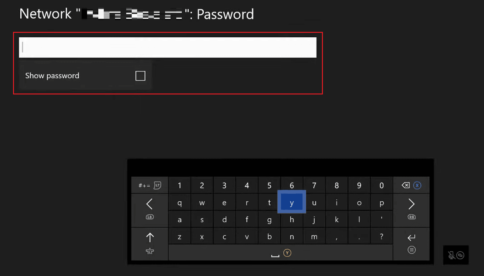 Ingrese la contraseña de la red deseada para finalmente conectarse y conectarse en línea en su Xbox