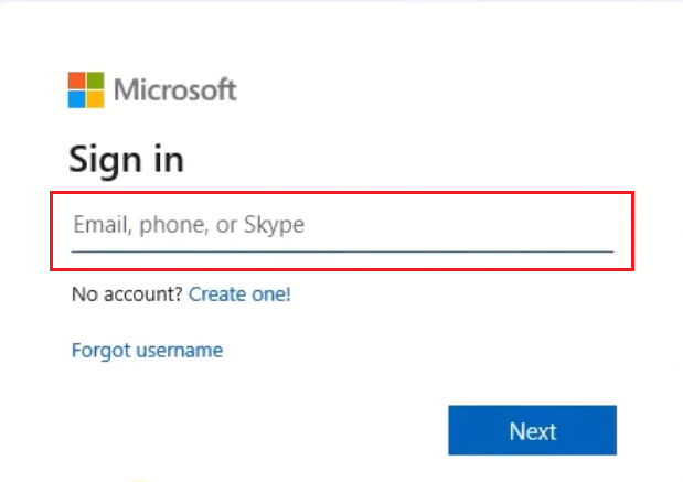 Ingrese las credenciales de su cuenta de Microsoft e inicie sesión en su cuenta