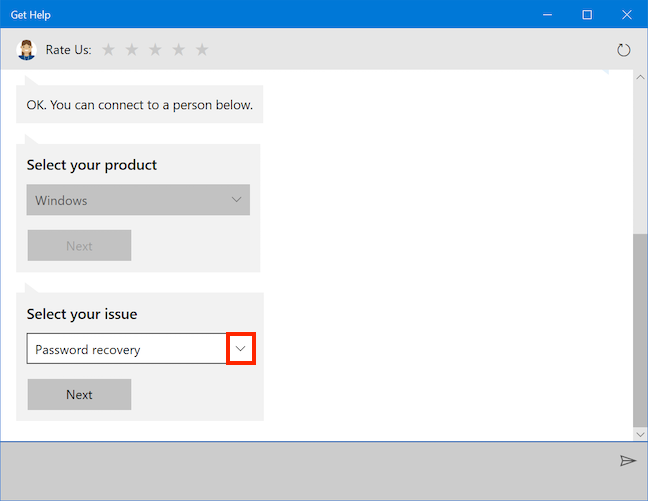 Presiona la flecha para seleccionar tu problema