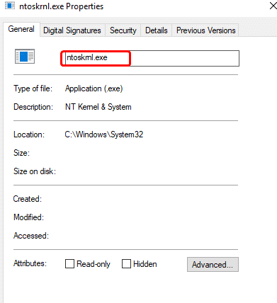 Propiedades de ntoskrnl.exe