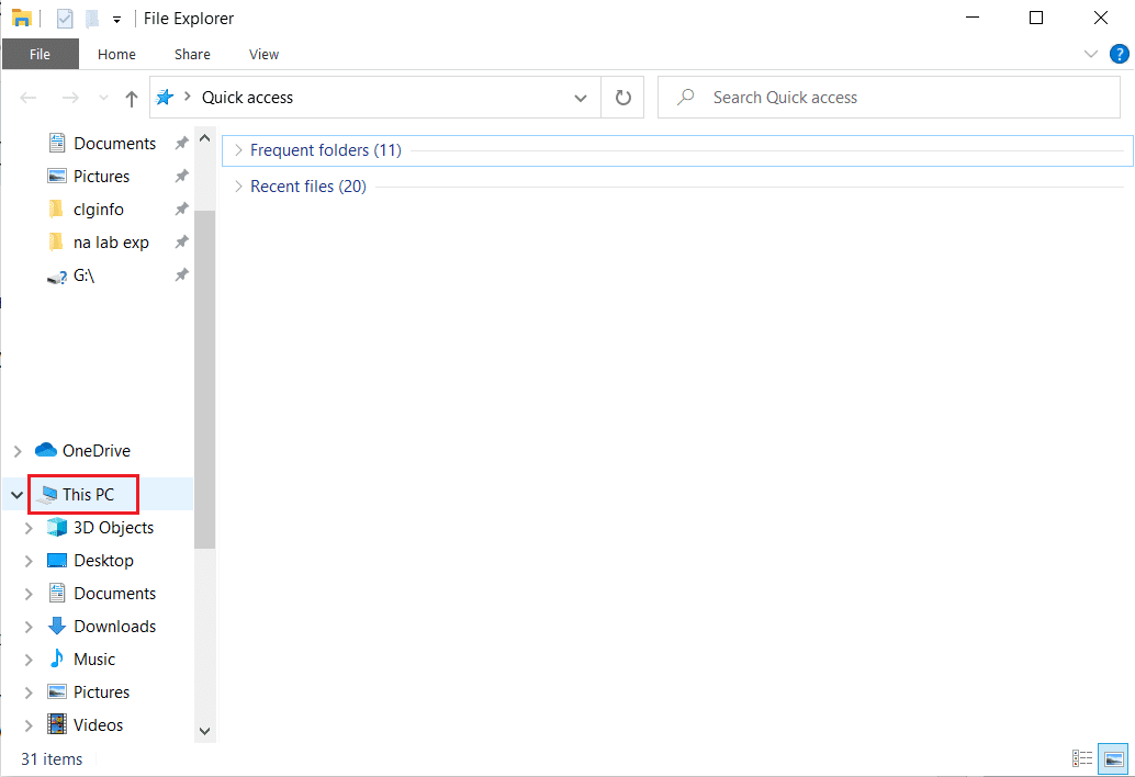 haga clic en Esta PC en el Explorador de archivos