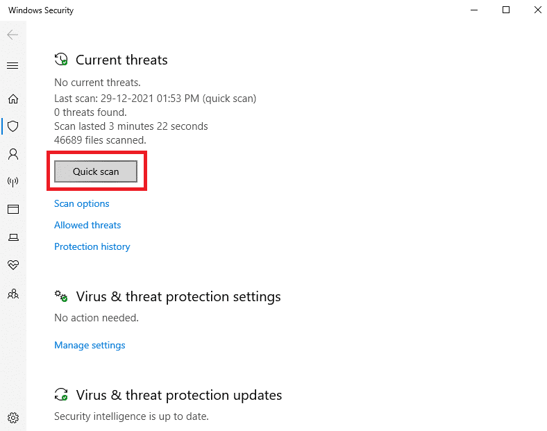 Haga clic en el botón Escaneo rápido.  Arreglar el alto uso de CPU de Ntoskrnl.exe