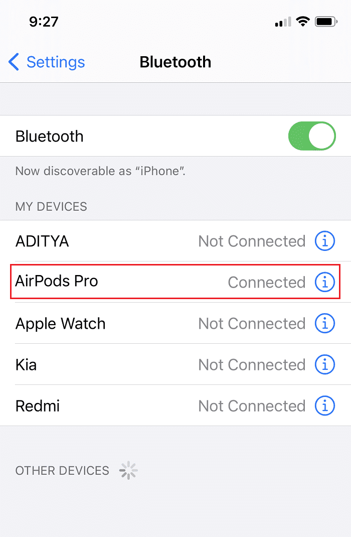 Desconecte los dispositivos Bluetooth.  Cómo arreglar AirPods no restablecerá el problema