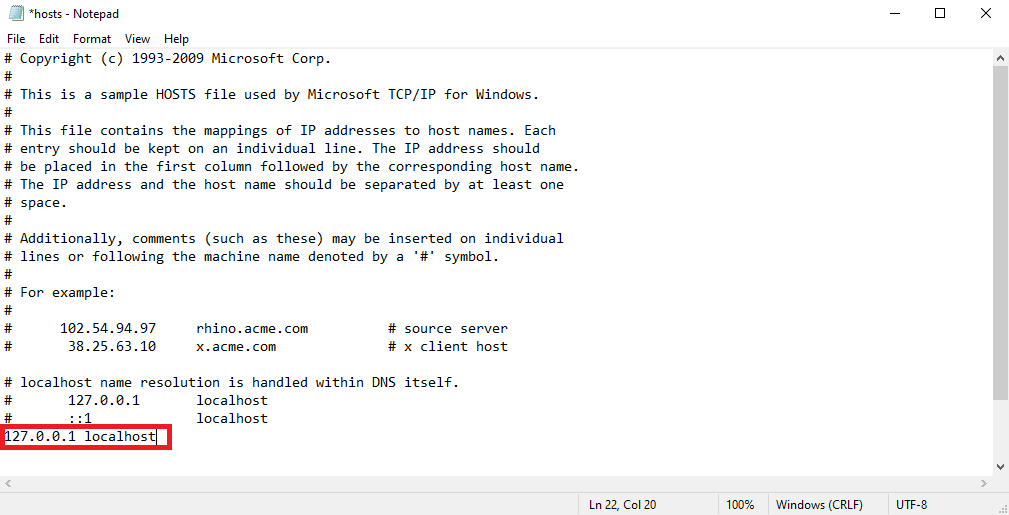 agregue 127 0 0 1 localhost en el archivo de host.  Solucionar error ocurrido al intentar realizar una solicitud de proxy