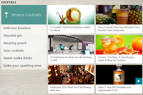 Windows 8.1, Comida y bebida, recetas, vinos, cócteles, cocina