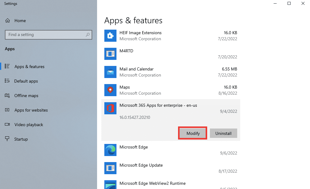 Haga clic en Modificar