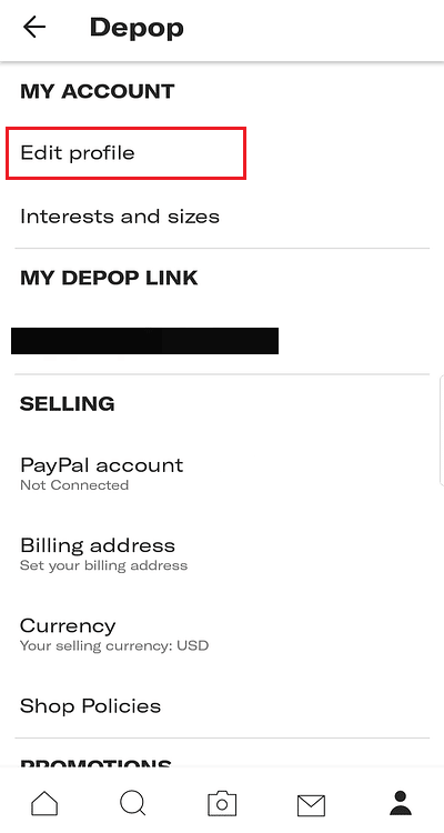 En la sección MI CUENTA, toca Editar perfil