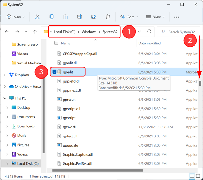 El archivo se encuentra en la carpeta System32