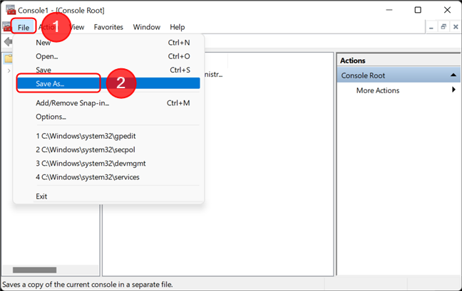 Guarde la configuración de la consola para el Editor de políticas de grupo local