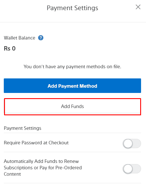 Haga clic en Agregar fondos