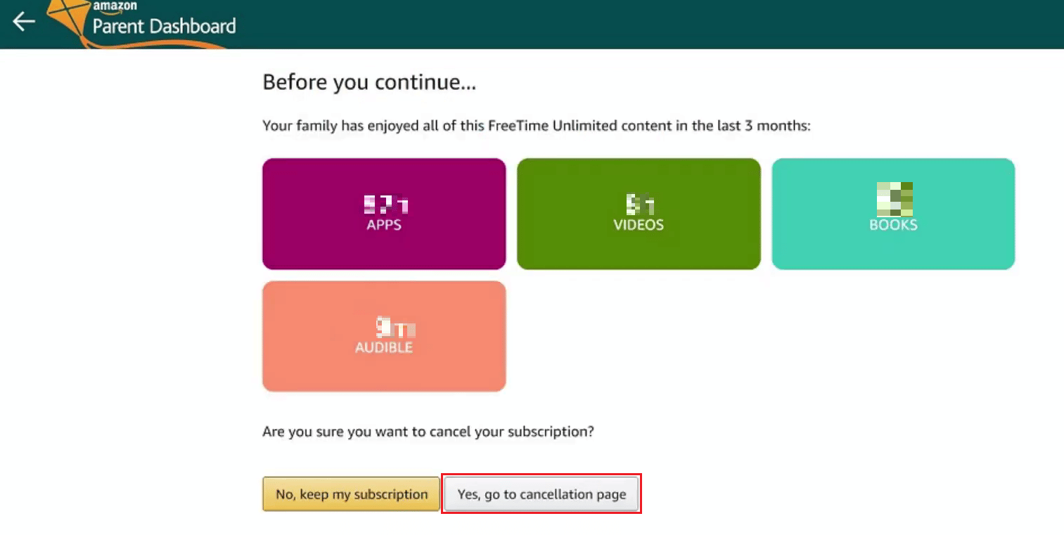 Haga clic en Sí, vaya a la página de cancelación