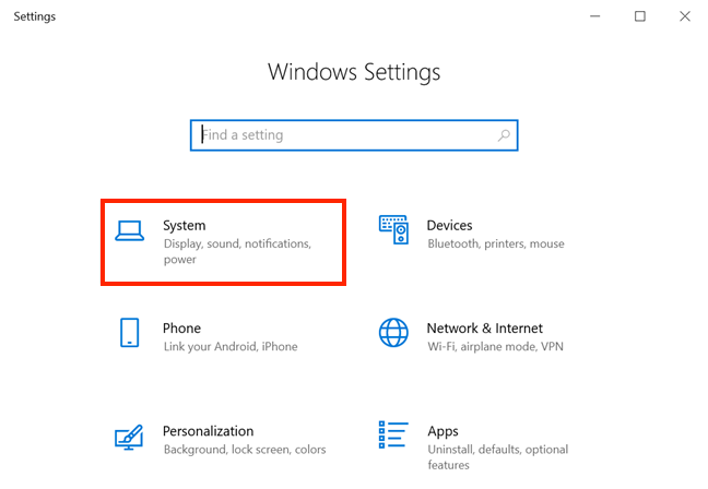 Vaya a la categoría Sistema en la aplicación Configuración