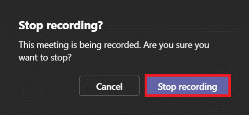 haga clic en Detener grabación en el aviso.