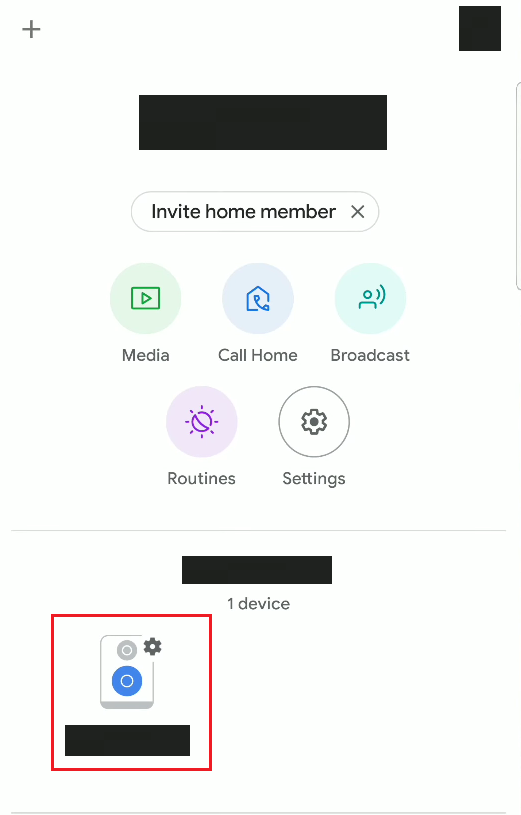 Toque el dispositivo deseado que desea eliminar de su cuenta de Google Home