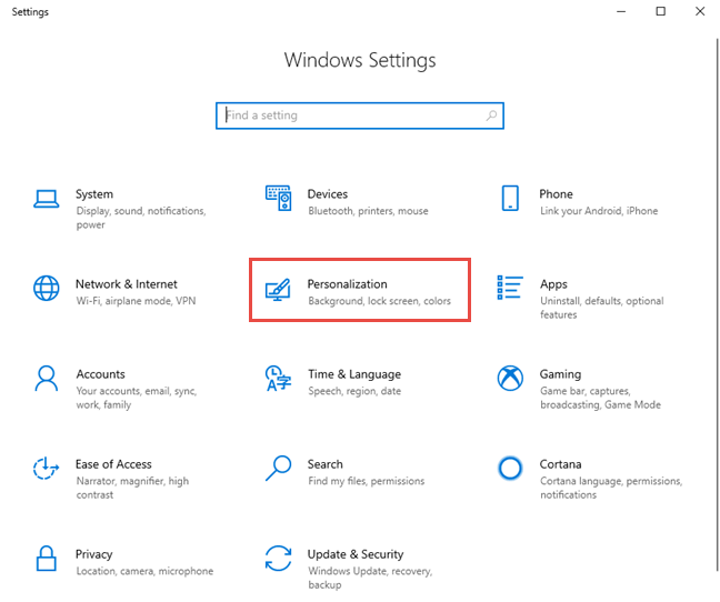 Aplicación de configuración en Windows 10