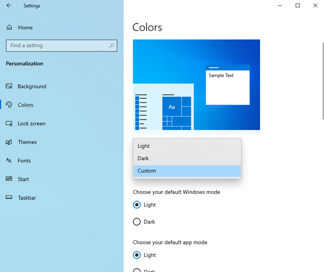 Activar el modo de luz en Windows 10
