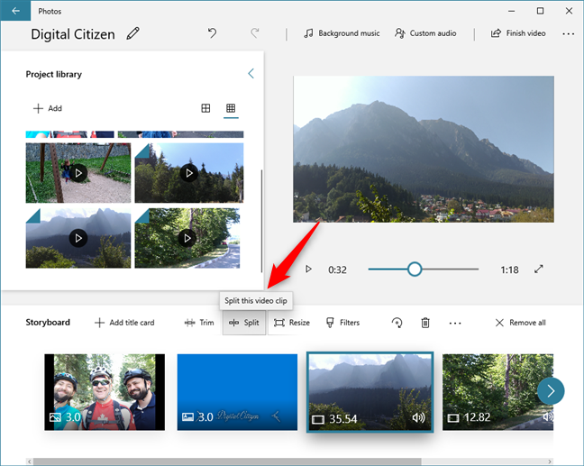 En Video Editor, puede recortar o dividir videos