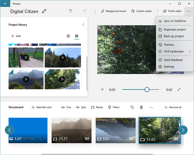 Video Editor puede sincronizar proyectos de video con OneDrive y guardarlos en otros medios