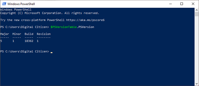 Comprobación de la versión de PowerShell
