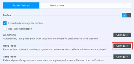 Bitdefender, perfil, trabajo, juego, película, configurar