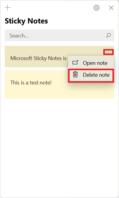 haga clic en Eliminar nota