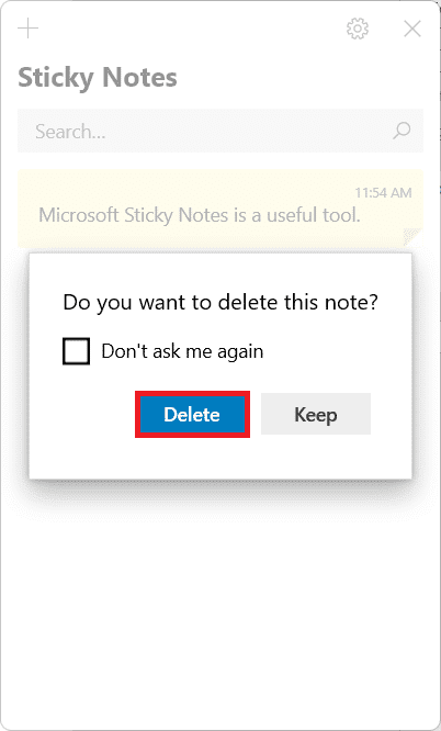 Eliminar cuadro de diálogo de confirmación