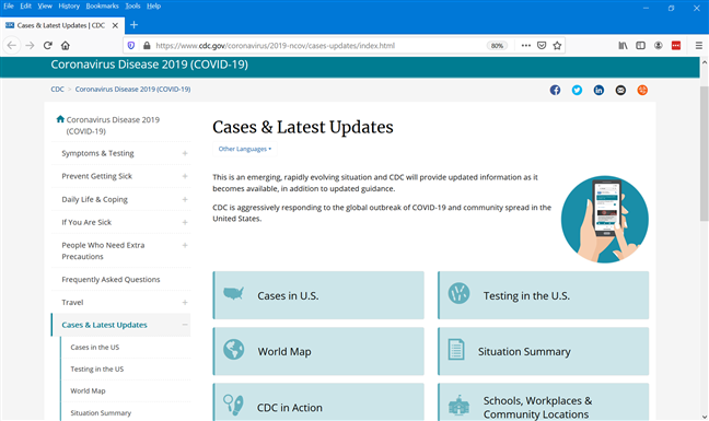 Reciba actualizaciones de EE. UU. de los CDC