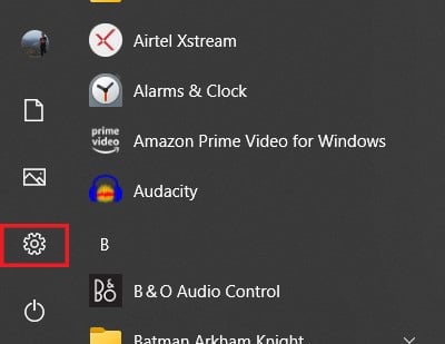 Haga clic en el ícono de Configuración justo encima de la opción de apagado