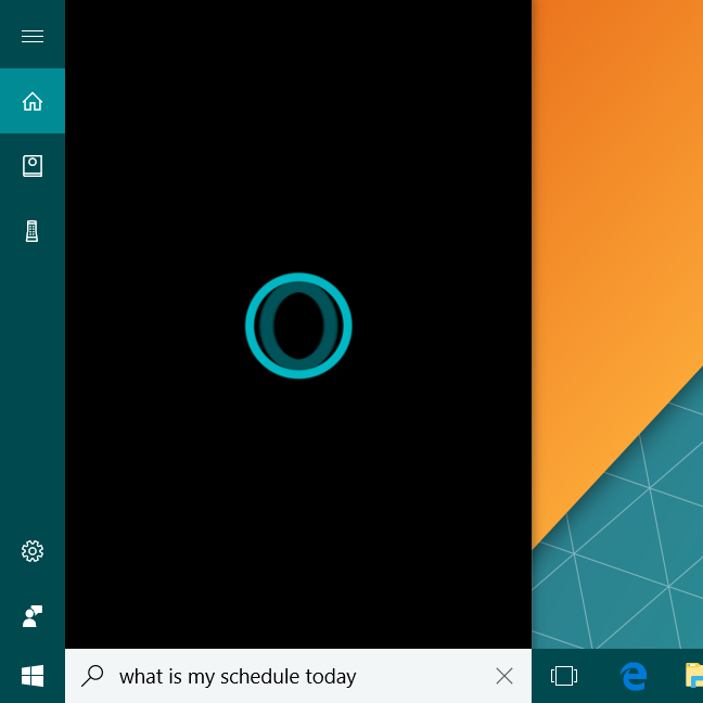 Cortana, Windows 10, horario