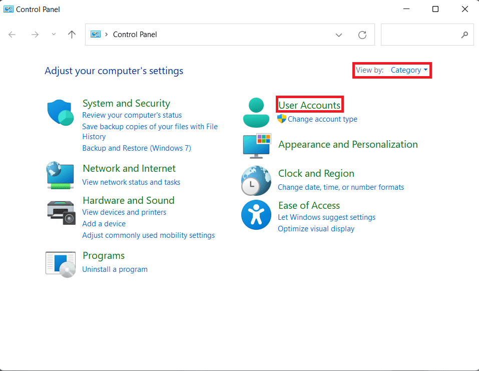 ventana del panel de control. Cómo reparar el error 0x8007007f en Windows 11