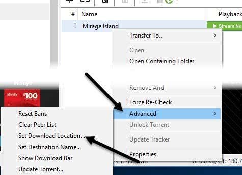 establecer la ubicación de descarga