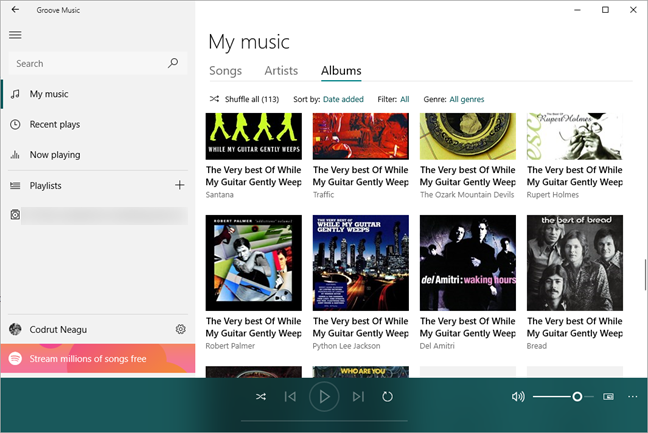 Groove Música, OneDrive, transmisión