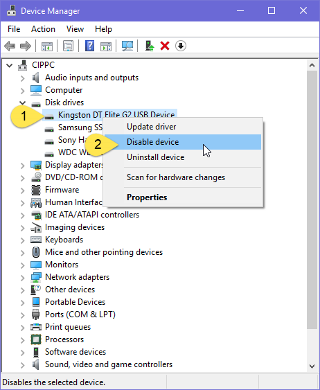 Administrador de dispositivos, Windows